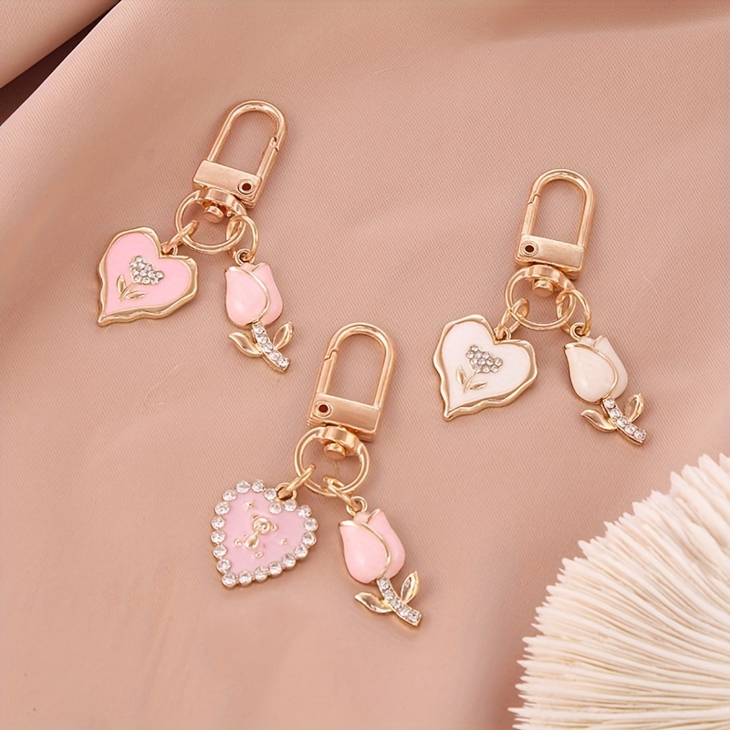 Cute Tulip Flower Keychain Kawaii Resin Key Chain Ring Purse - Temu