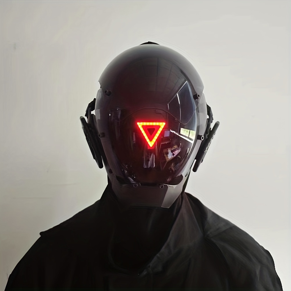 Maschera cyberpunk, caschi fantascientifici, festival di musica meccanica  personalizzata, regali for feste di Halloween, schemi e luci di  commutazione personalizzati APP Casco futuristico ( Color : St : :  Moda