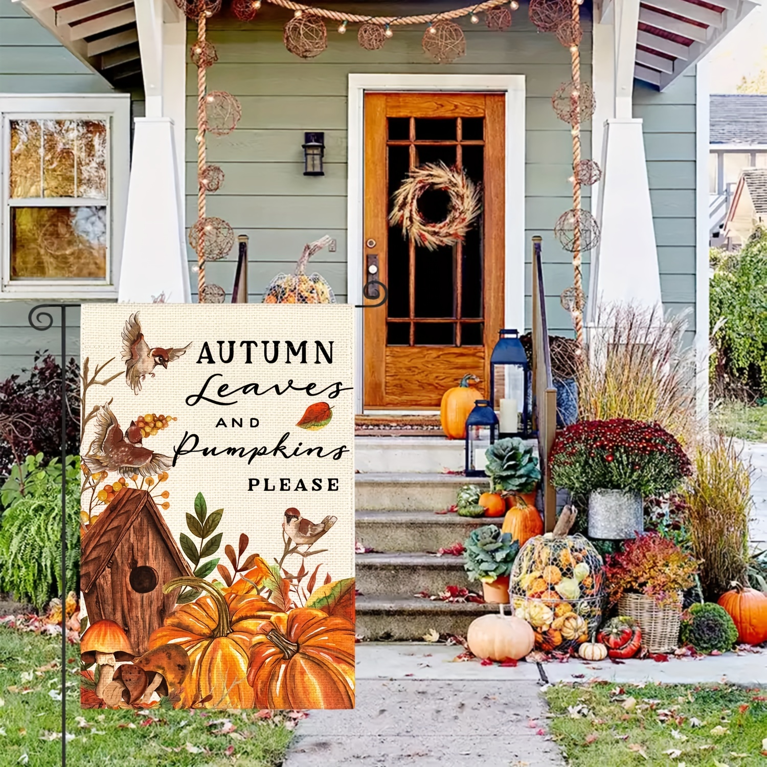 1pc Drapeau Jardin Citrouilles Feuilles D'automne - Temu France