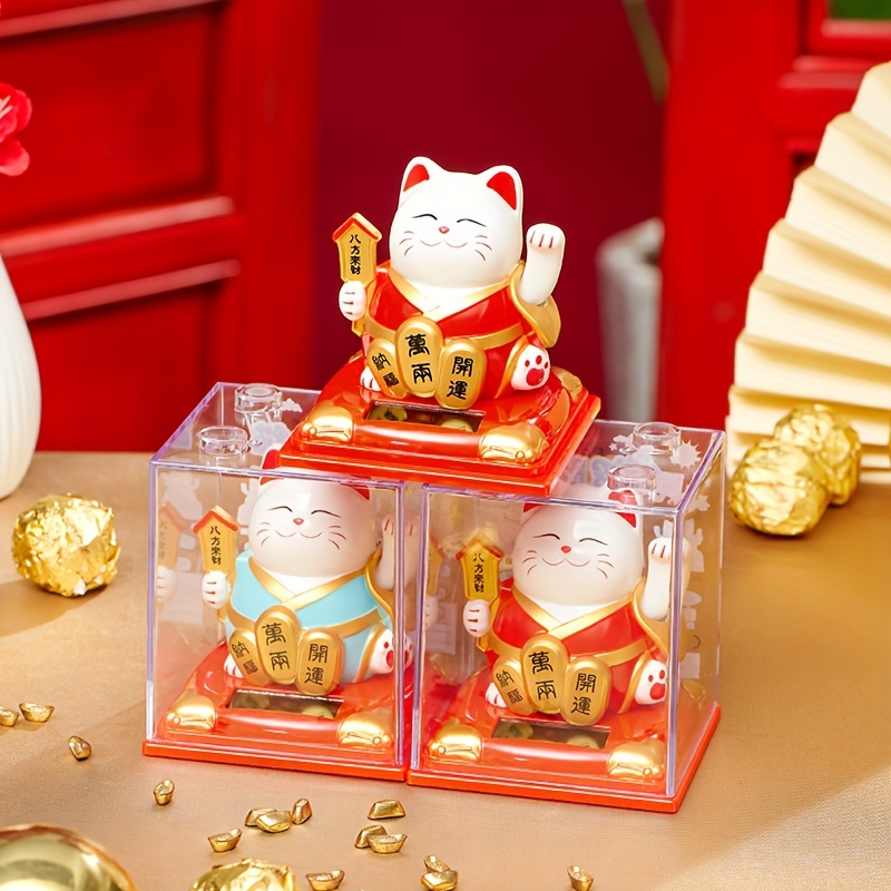 GATTO DELLA FORTUNA GIAPPONESE ORO MANEKI NEKO BRACCIO MOBILE SOLARE CINESE