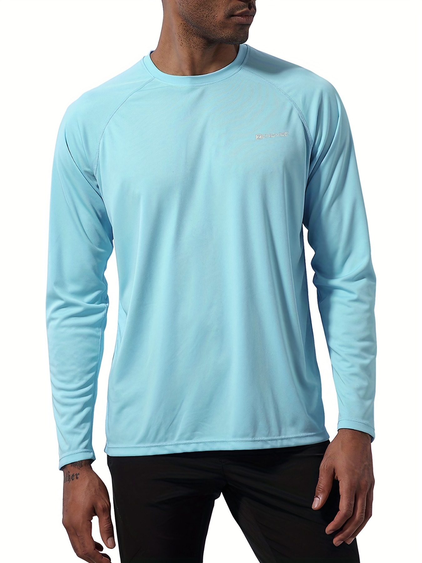 Camiseta deportiva de manga larga para hombre con protección solar para  hombre, color azul