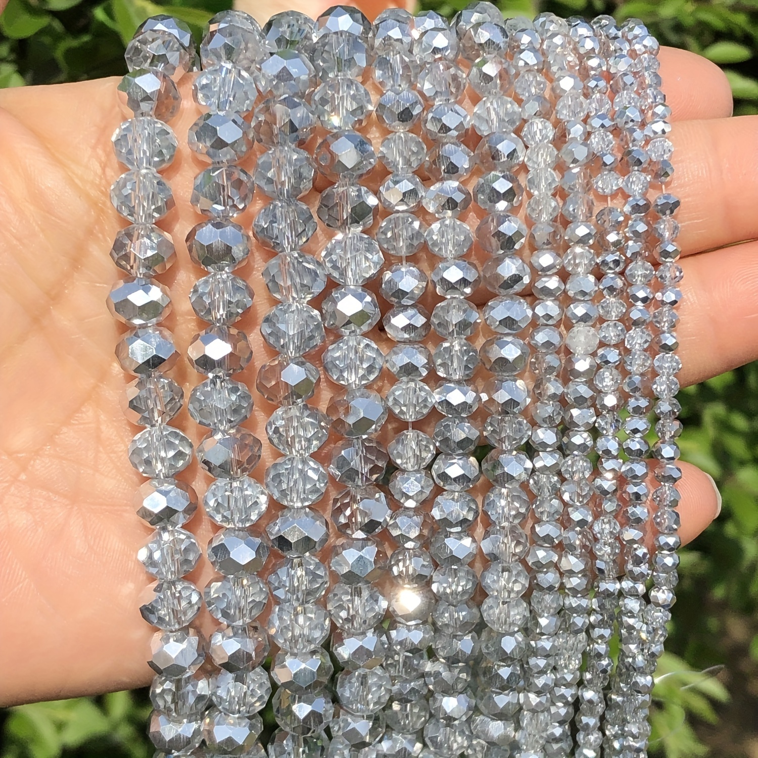 Cheap 3/4/6/8mm Faceted Round Austria Crystal Beads Shiny Glass Rondelle Spacer  Beads for Needlework Jewelry Making Diy Bracelet 15