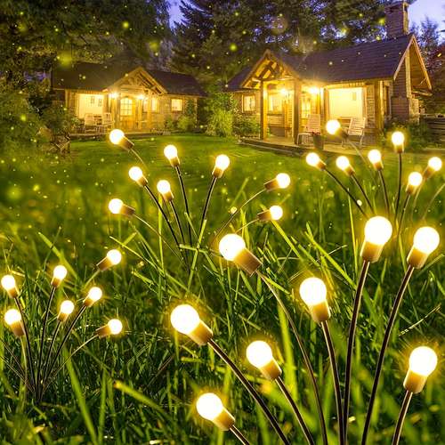 1 2pack solar firefly garden lights 16leds solar outdoor swaying lights by wind warm white waterproof solar powered garden decorative lights for yard patio pathway landscape
