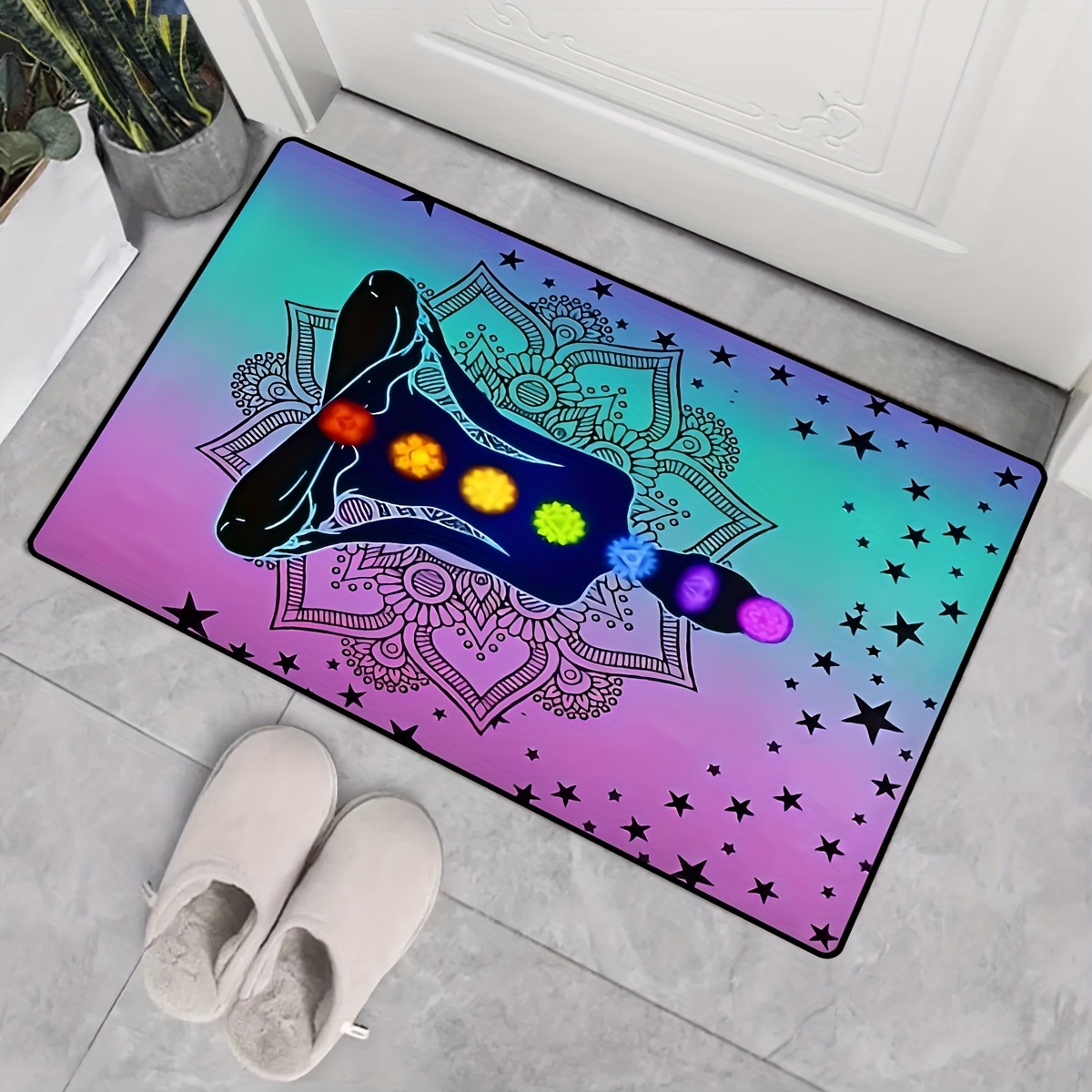 Seven Chakra Area Rugs Anti slip Mandala Floor Mat Washable - Temu