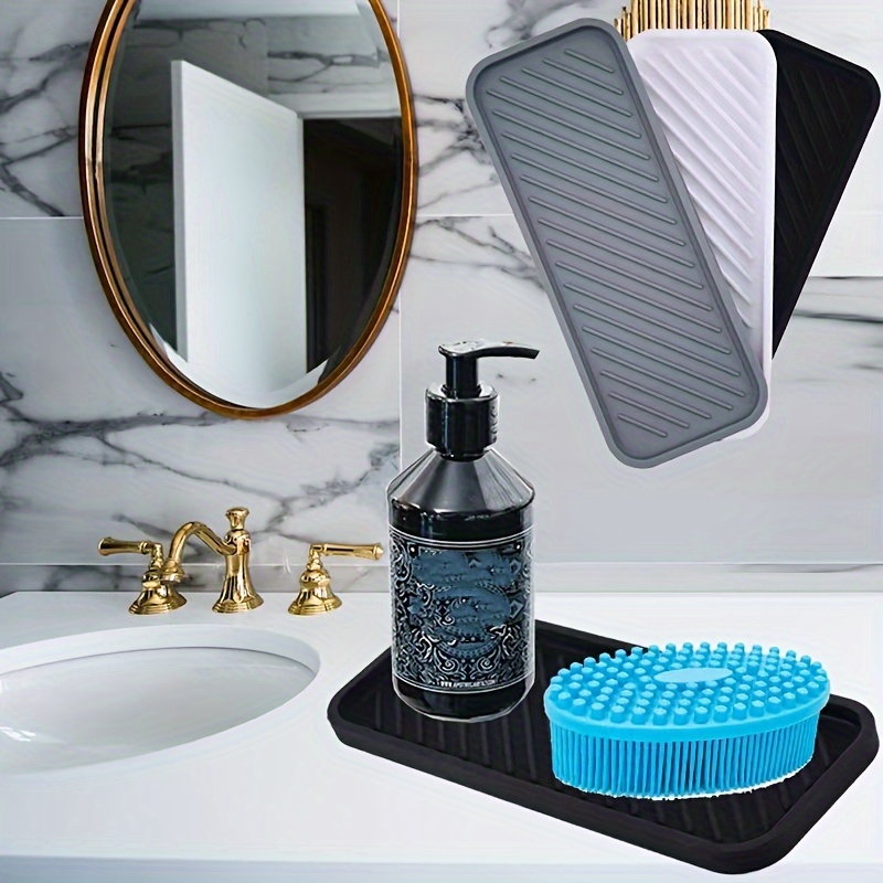 Cheap Silicone Kitchen Faucet Mat Sink Splash Pad Drain Pad Bathroom  Countertop Protector Shampoo Soap Dispenser Quick Dry Tray