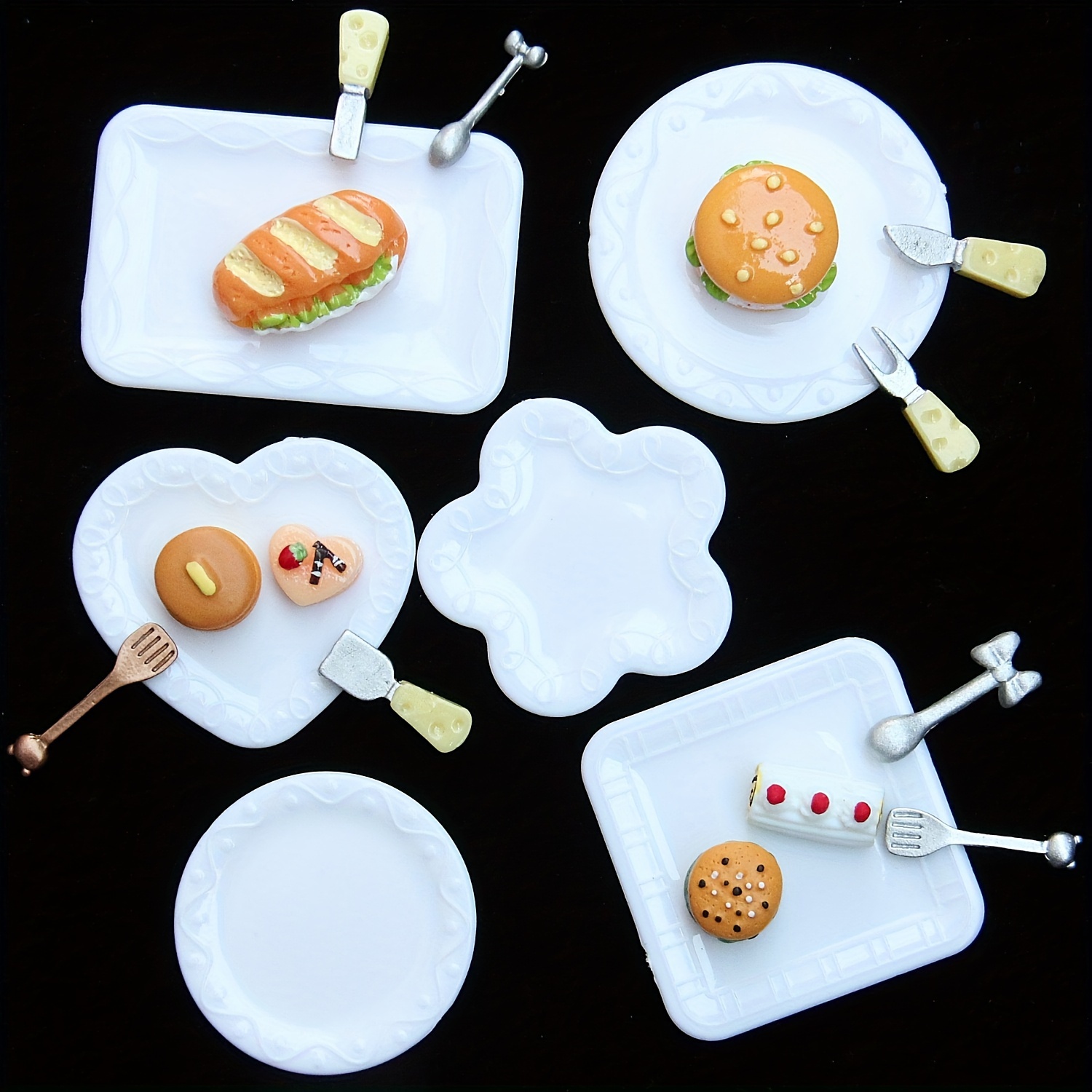 

5pcs Miniature Dish Set - Realistic Resin Food Models For Diy Crafts, Kitchen Decor & Photography Props