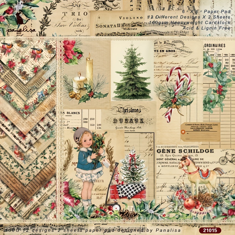 Christmas Classic Pattern Paper Set Decorative Craft Paper - Temu