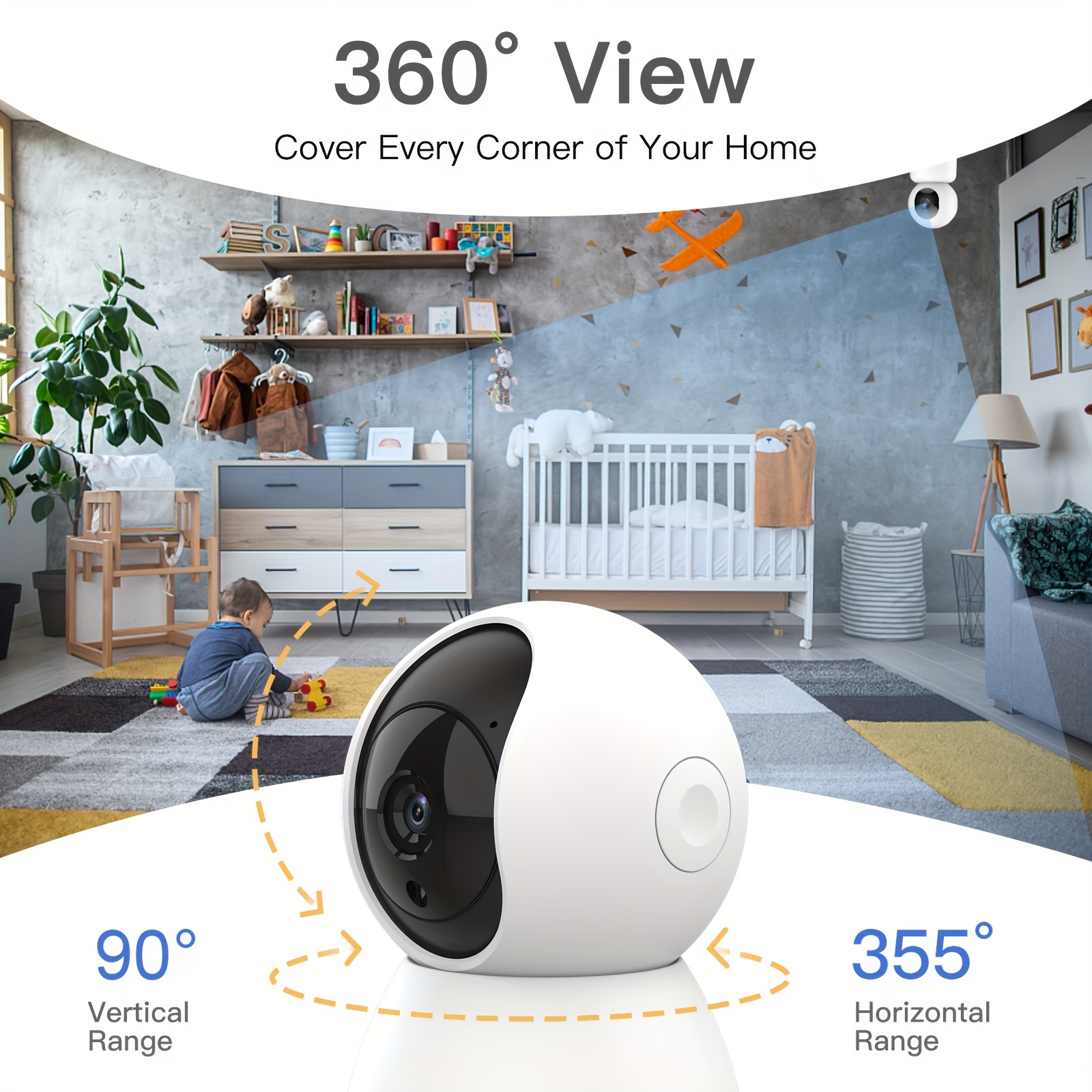 2k Ultra Hd Pan Tilt Wifi Security Camera 360 View Phone Temu