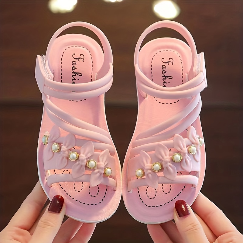 Toddler Girls Trendy Cute Flower Open Toe Flat Strappy - Temu
