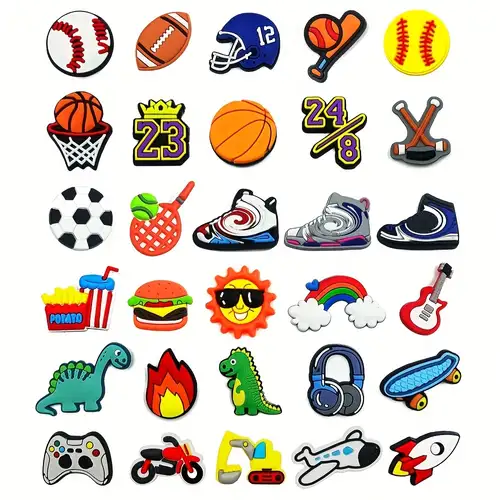 18pcs/set Football Soccer Shoe Charms, Croc Clog Shoes Decoration
