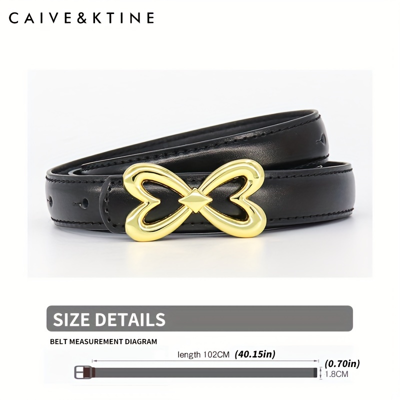 Heart Butterfly Buckle Thin Belt Leather Solid Jeans Pants Belt