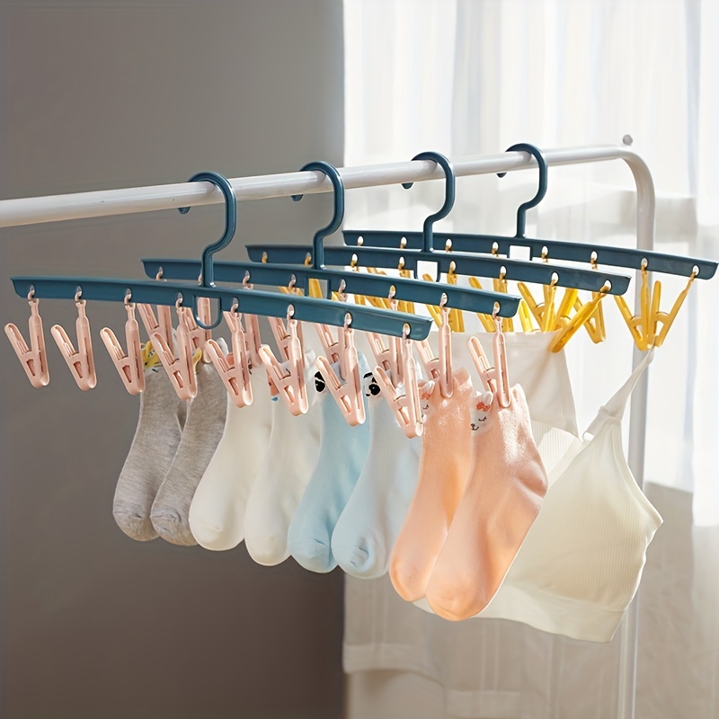 8 Clip Contrast Plastic Storage Hanger for Socks Underwear Hats