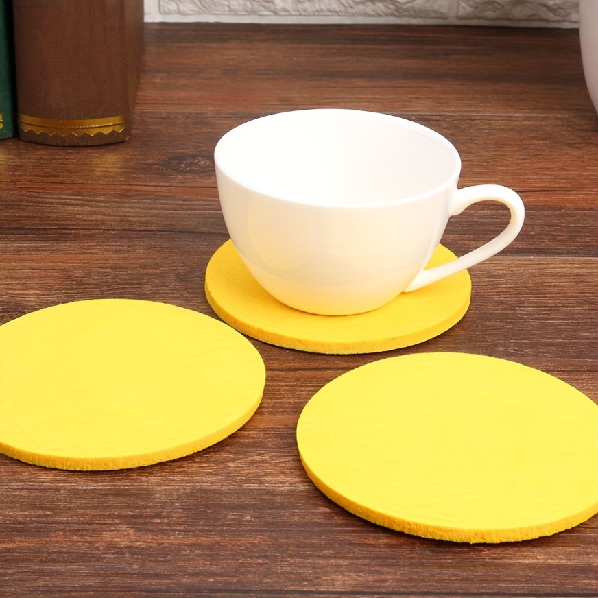 11pcs Round Felt Coaster Dining Table Protector Pad Heat Resistant Cup Mat  Coffee Tea Hot Drink Mug Placemat Kitchen Accessories