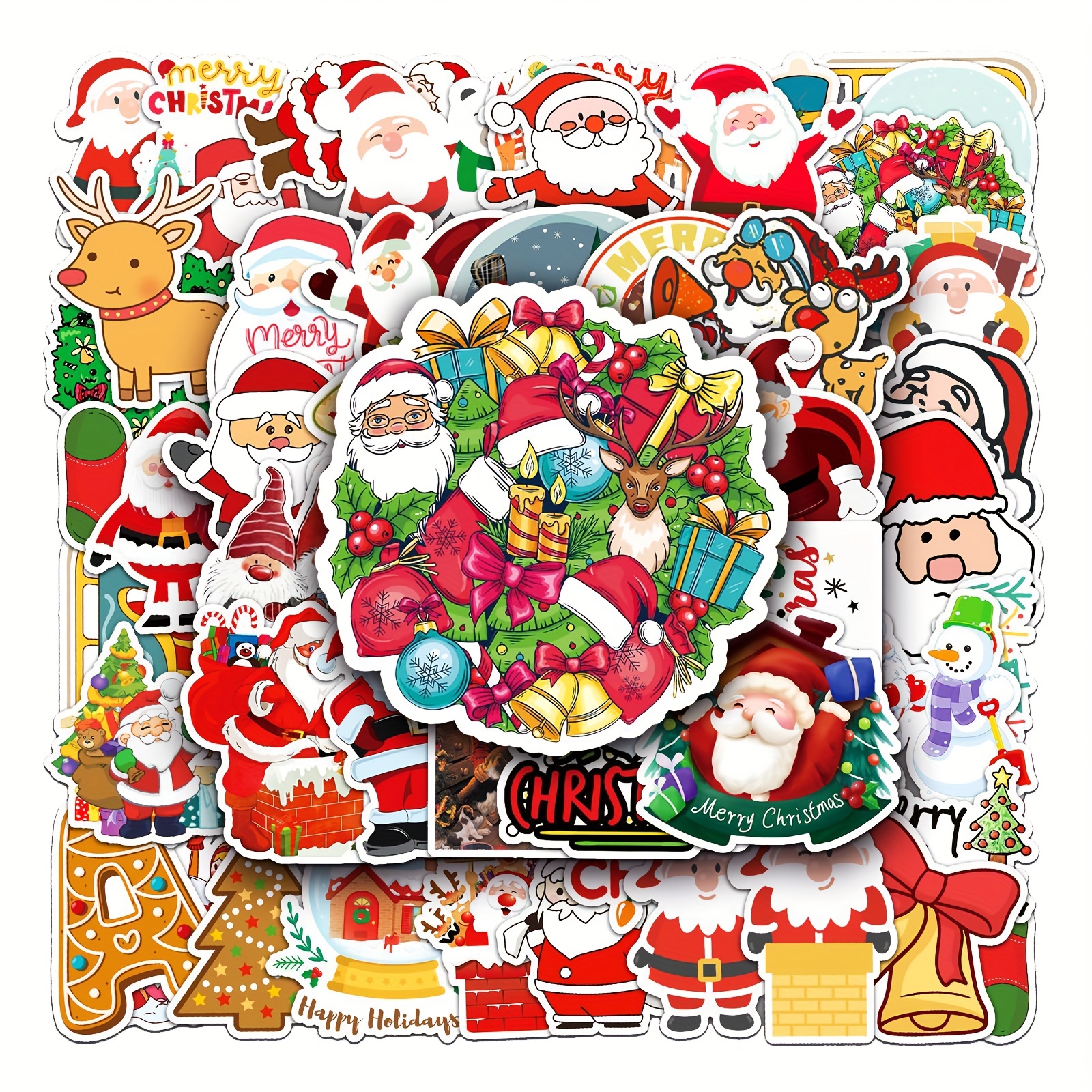 100pcs Merry Christmas Stickers Christmas Tree Santa Claus Snowman  Christmas Decor Gift Sealing Stickers Festival Decoration