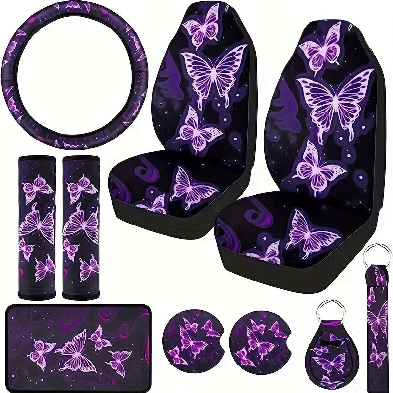 Car Seat Cover Butterfly Seat Cover Steering Wheel Cover - Temu