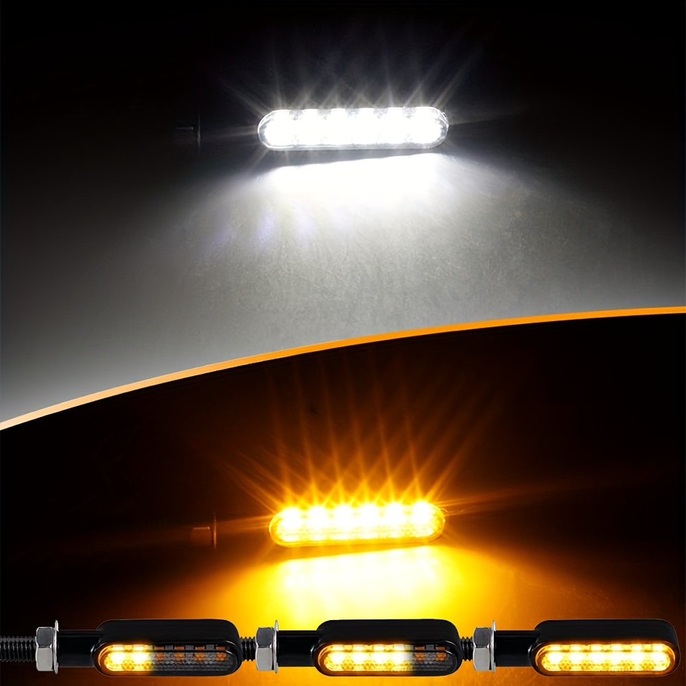 Luces intermitentes para motocicleta, luces intermitentes que fluyen 14 LED  12 V motocicleta LED parpadeante ámbar lámpara mini tallo flecha luces