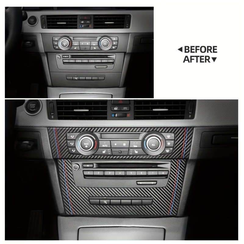 Carbon Fiber Central Air Conditioner Sticker For BMW E90 E92 E93 3 Series  AC Outlet Dashboard Speaker Panel Car Accessories