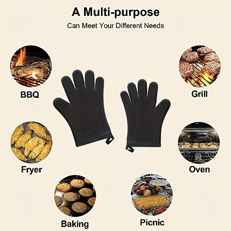 1 hand Bake Silicone Gloves Microwave Oven Baking Gloves Kitchen Anti-scald  Anti-slip Silicone BBQ