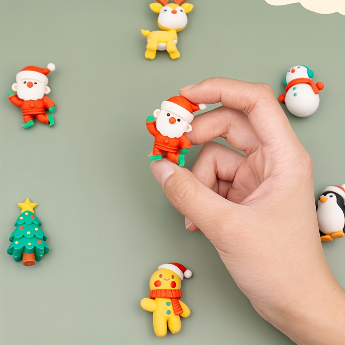 ABOOFAN 3D Christmas Erasers Santa Xmas Tree Snowman Reindeer Erasers  Christmas Rubber Toys Holiday Rubber Ducks Kids Christmas Party Favors