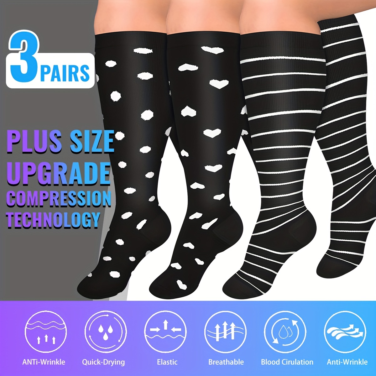 Plus Size Compression Socks Women Men 20 30 Mmhg Knee High - Temu