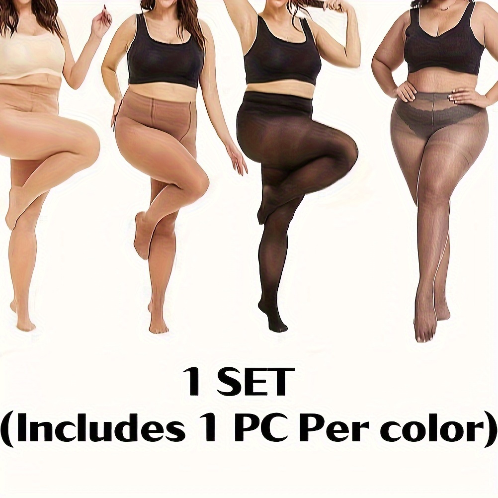 3 Pack Women's Plus Size Tights, Sheer Pantyhose with Control Top