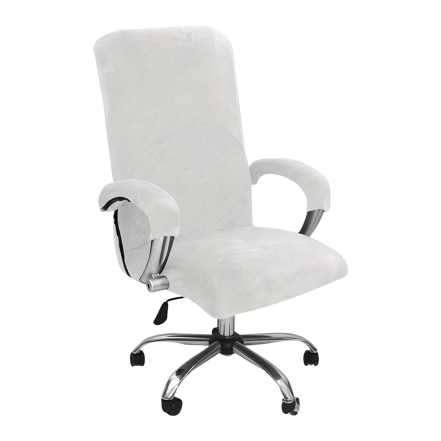TEMU Silvery Fox Plush Office Chair Cover Set, 3pcs