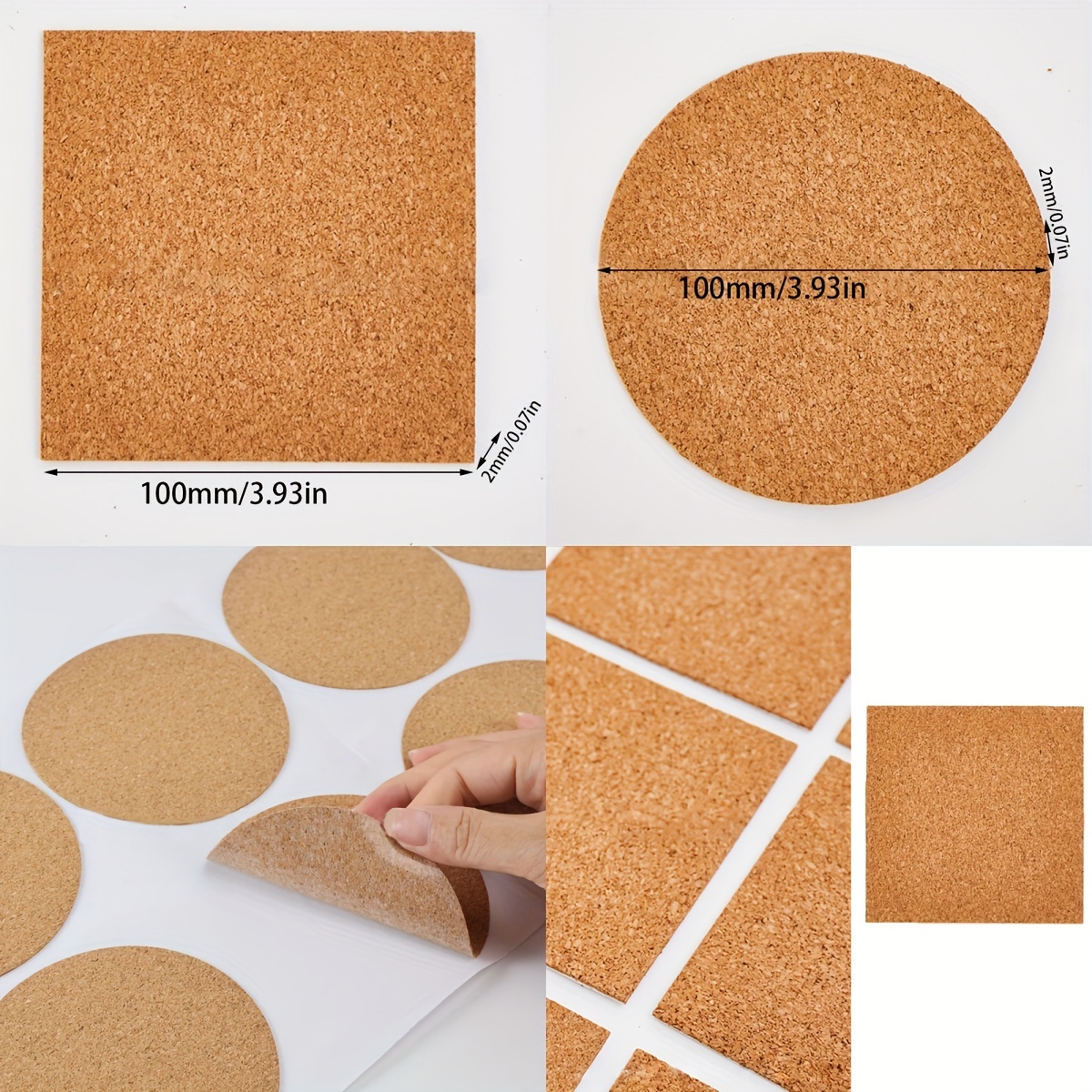 Self adhesive Cork Coasters Round For Diy Cork Circle Cork - Temu