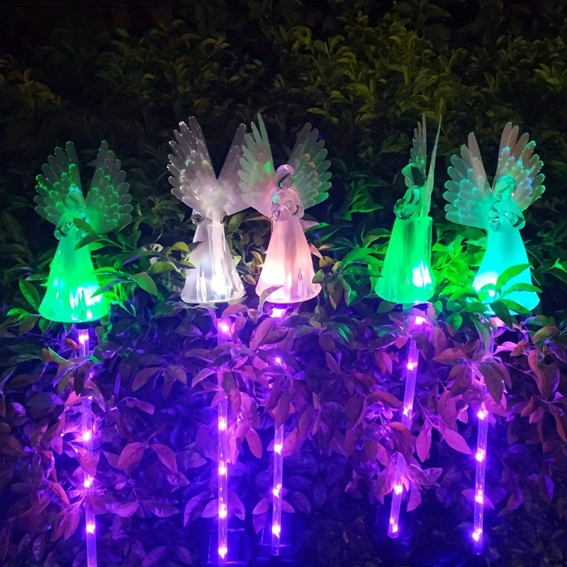 1pc Angel * Stakes 7 Color Changing LED Solar Lights For Cemetery Garden,  Outdoor Solar Angel Decorative, Landscape Lighting & Accessories