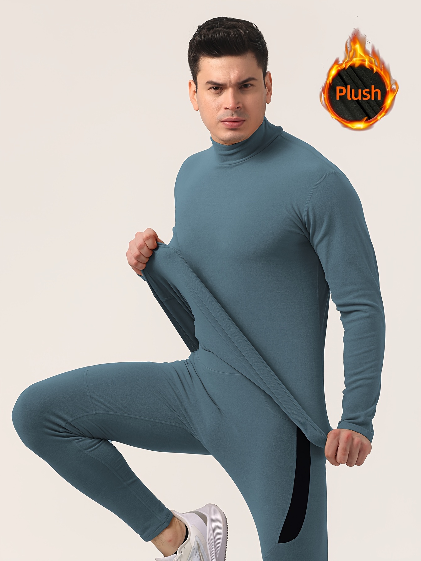 Thermal Wear For Men Long johns Mens Cotton Thermal Underwear SUITS  Turtleneck Winter Tops+Pants