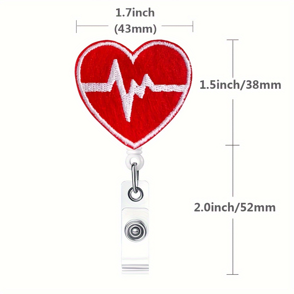 2Pcs Badge Holders Retractable Nurse Badge Reels Heart-shaped