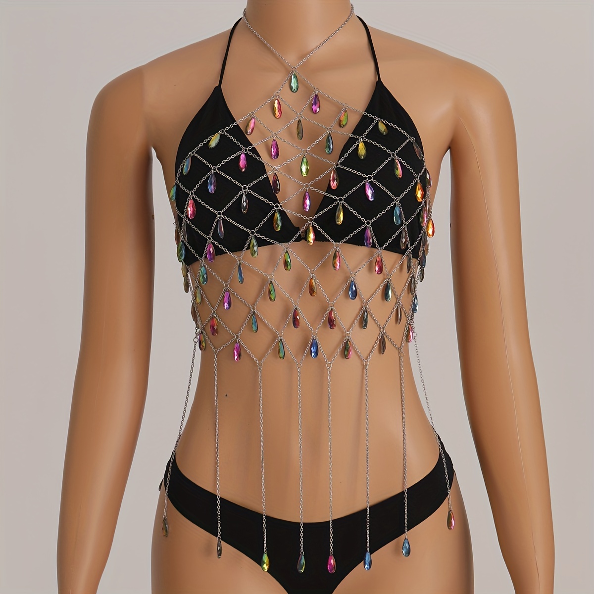 New Sparkling Hollow Zircon Bra Women Harness Sleeveless Top Body Chain  Jewelry 