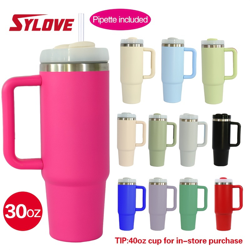 Tumbler With Handle And Straw Lid, Insulated Reusable Stainless Steel  Travel Mug For Women & Men, Leakproof Water Bottle For Hot And Cold Drinks  - Temu