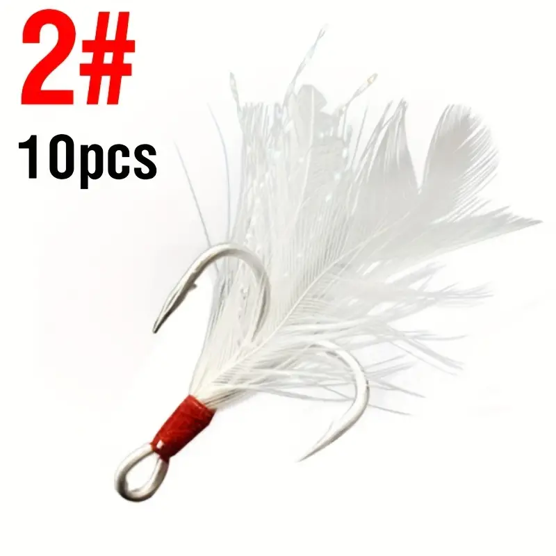20pcs/lot Fish Hook With Feather 4#-10# Two Colors Feather Hooks Fishing  Tackle