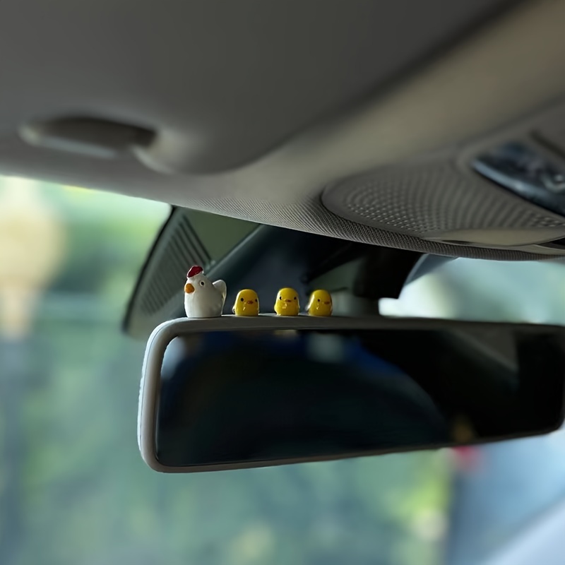 Luminous Resin Crown Chicken Car Dashboard Ornament Auto Rearview