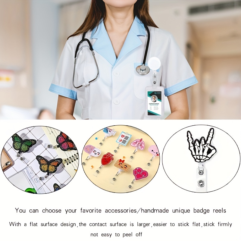 Cute White Nurse Badge Reel Retractable Badge Holders Fit - Temu