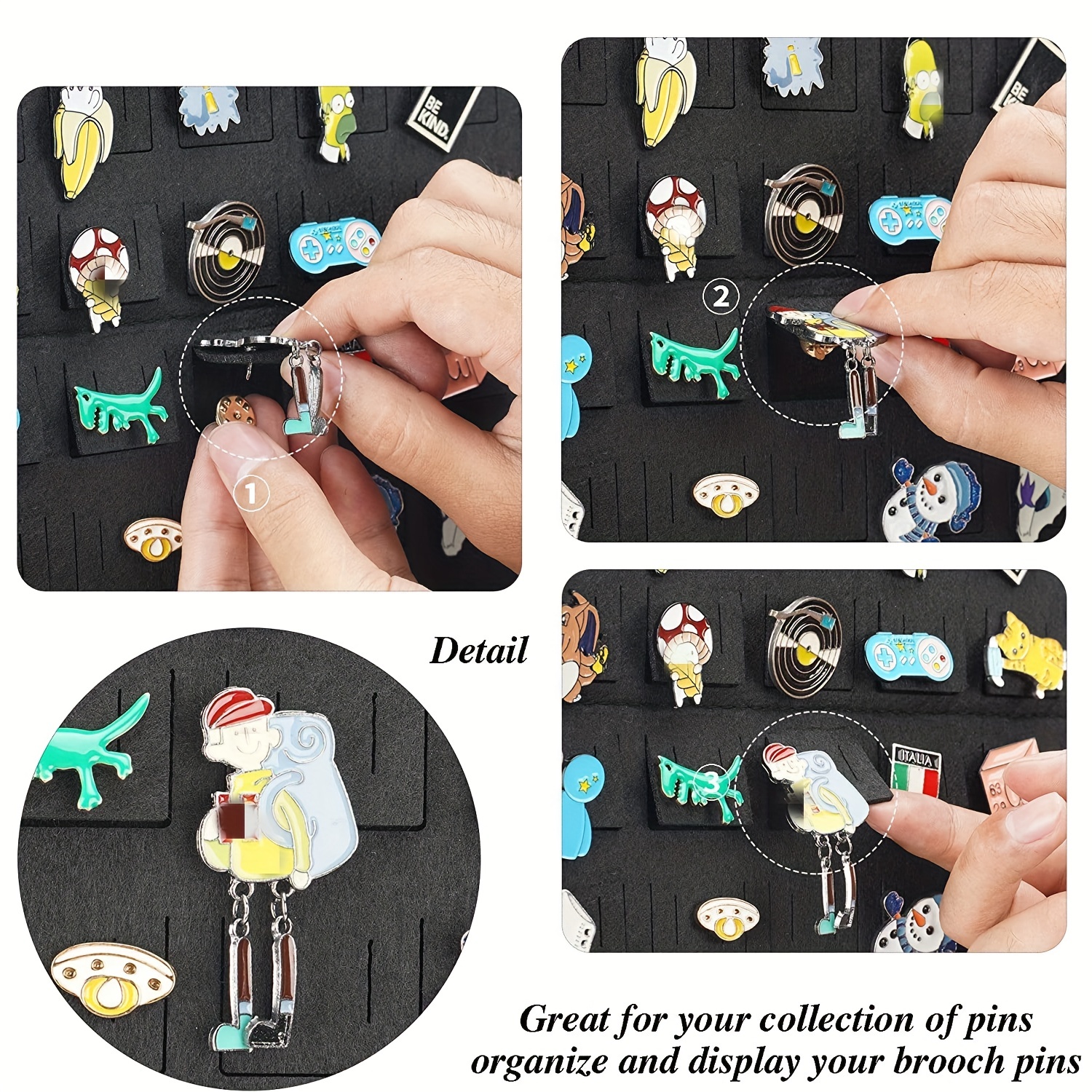 1pc Hanging Brooch Pin Display Holder, Wall Pin Collection Storage  Organizer, Cute Pin Banner Case Hold Up To 76 Pins