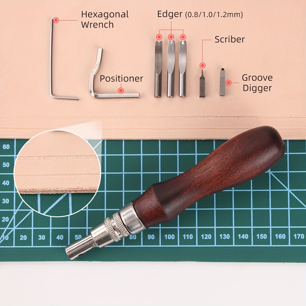  HYWA Kit de herramientas de cuero, costura a mano,  manualidades, herramienta de bricolaje, punzón, estampación, corte,  groover, fabricación de cuero, 18 piezas, herramienta de mano : Arte y  Manualidades