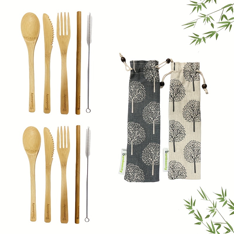 Bamboo Cutlery Flatware Set Bamboo Travel Utensils Reusable
