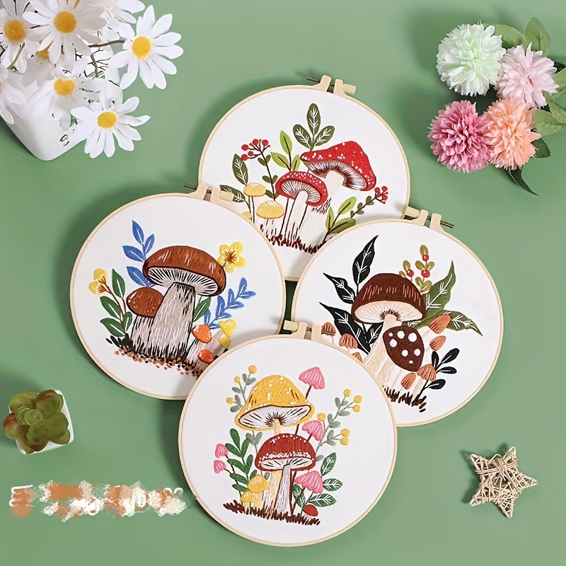 Mushroom Theme Embroidery 3d Embroidery Starter Kit For - Temu