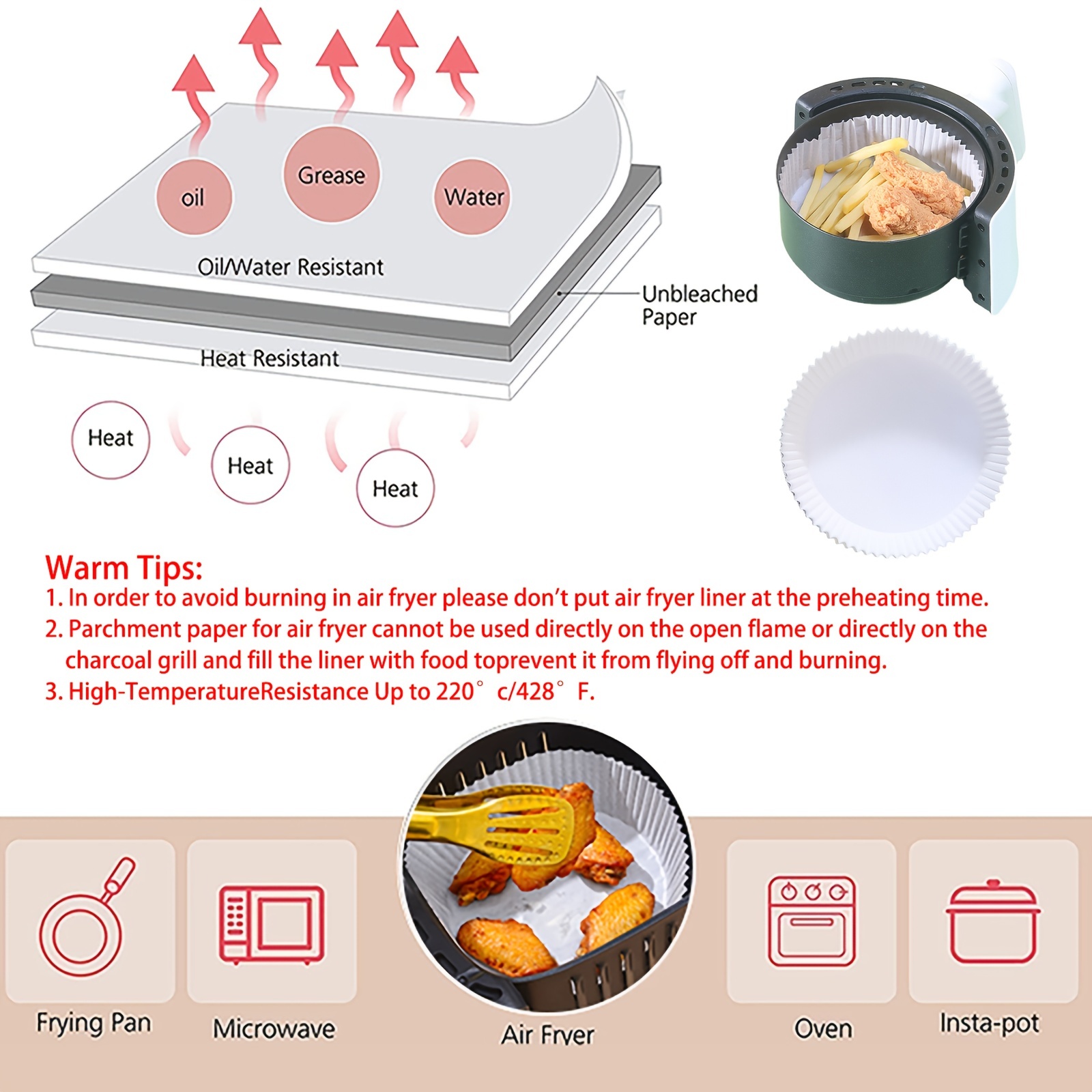 Air Fryer Parchment Paper Liners Teflon Grill Mat For Ninja - Temu