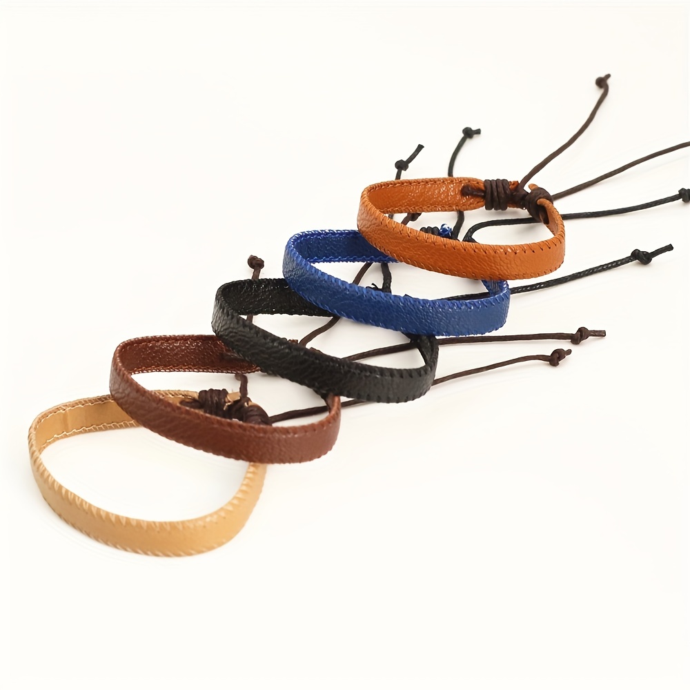 Men's Leather Braided Bracelet Bangle Jewelry
