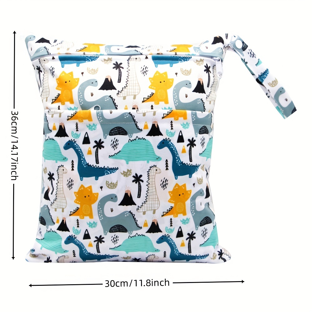 Cartoon Wet & Dry Bag Waterproof Reusable 2 Zippered Pockets & Handle