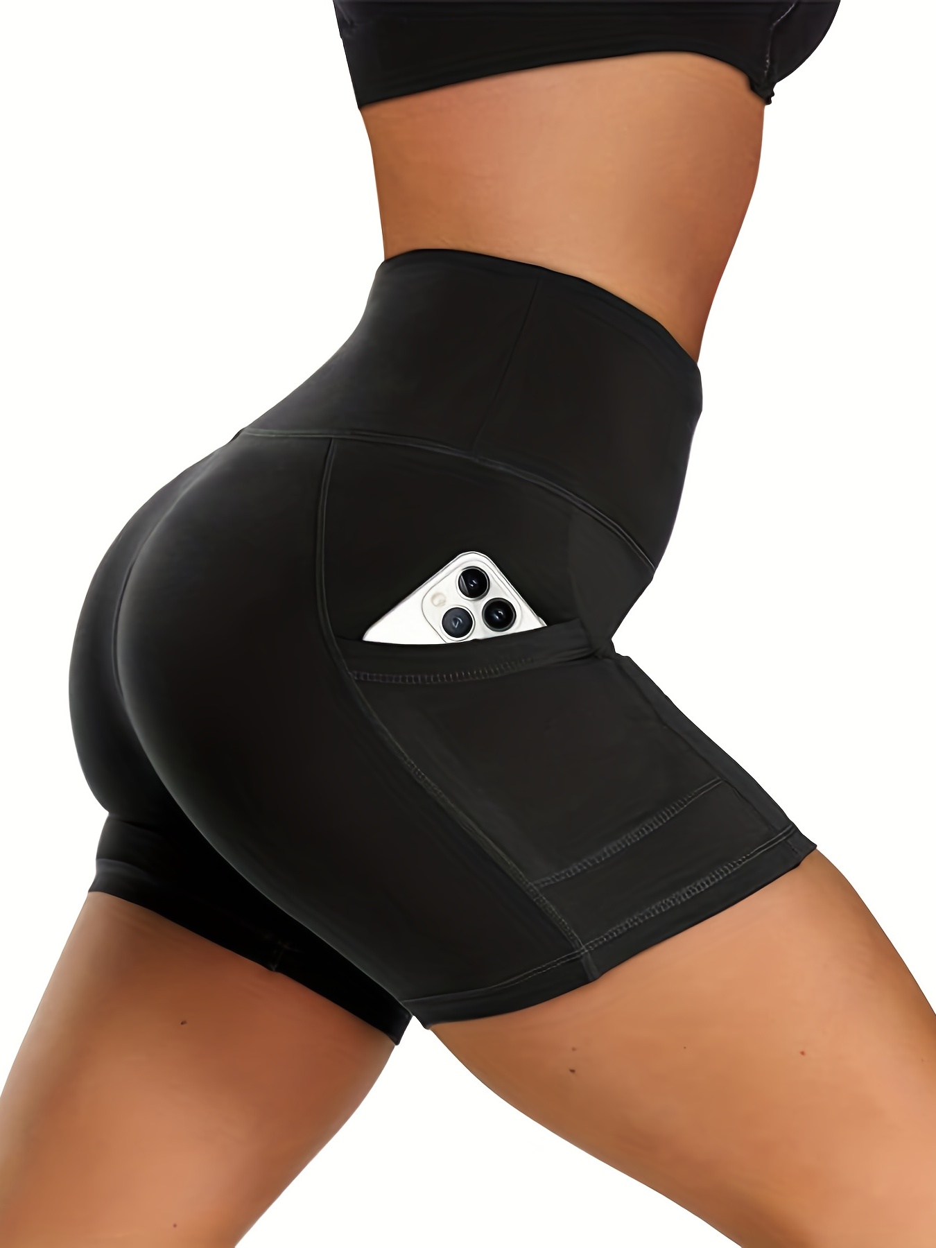 Biker Shorts for Women High Waist Tummy Control Bike Shorts for Gym Workout  Athletic Running Yoga Shorts Spandex Running Side Pockets 