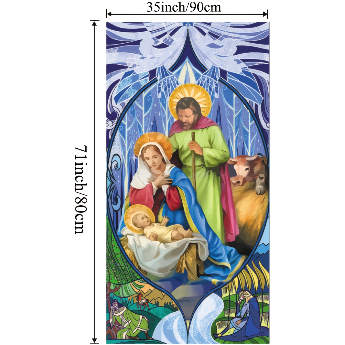 Holy Nativity Christmas Door Cover Manger Scene Religious - Temu