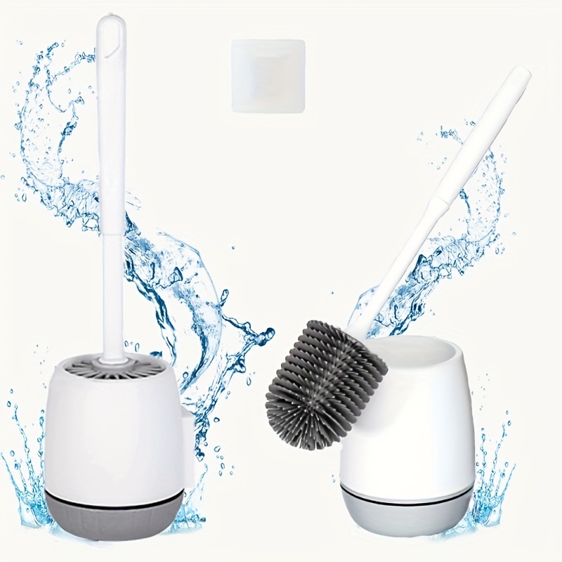 

1pc, Toilet Brush With Ventilated Drying Holder, Silicone Toilet Bowl Brush, Bathroom Cleaning Bowl Brush Kit, Sturdy Cleaning Toilet Brush, Floor Standing & Wall Mounted Without Drilling