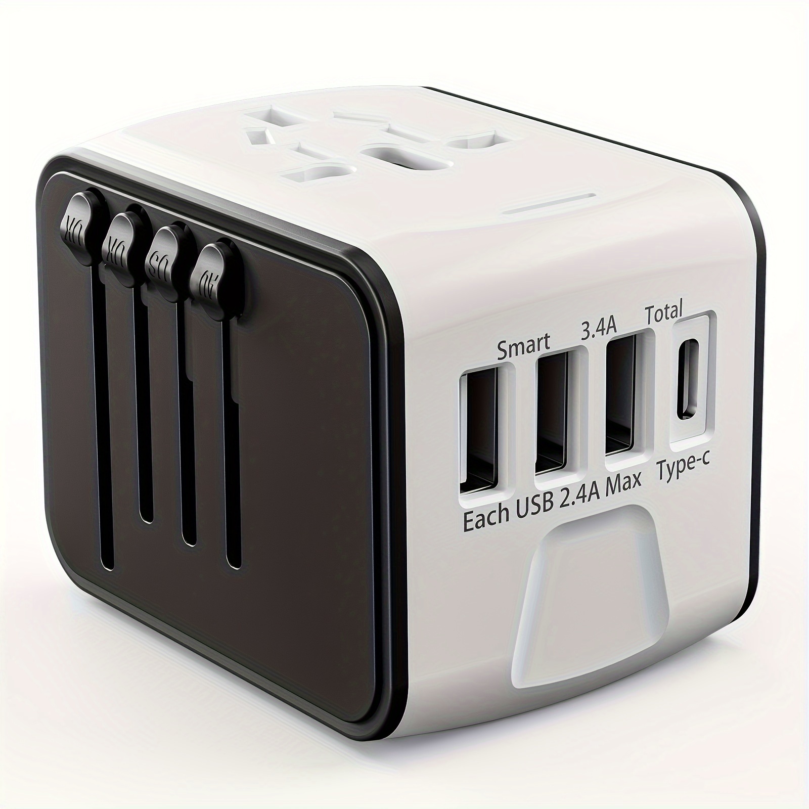 Adaptador de enchufe de viaje europeo, adaptador de enchufe internacional  plegable con 2 tomacorrientes, 3 cargador USB (1 puerto USB C), adaptador  de