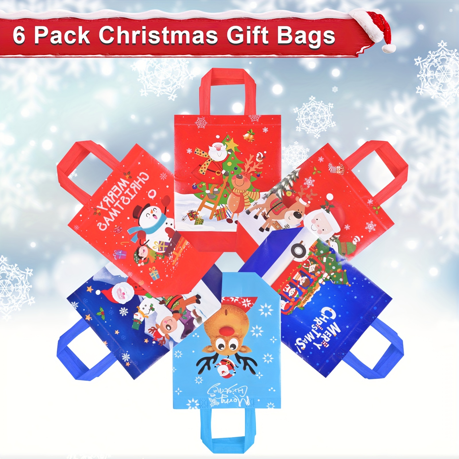 6 Pack Jumbo Christmas Gift Wrapping Bags for Oversized Holiday