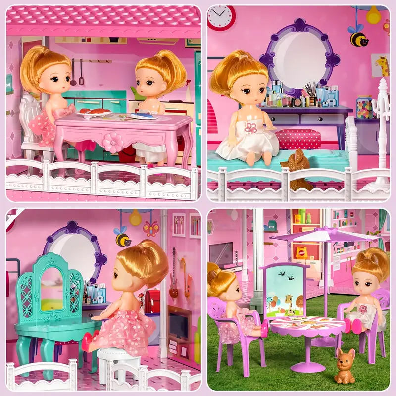 Dream House Doll For Girls Story 12 Rooms Playhousedollhouse Furniture  Accessories, Pretend Cottage Toy House, Toddler Kids  Christmas、halloween、thanksgiving Gift - Temu