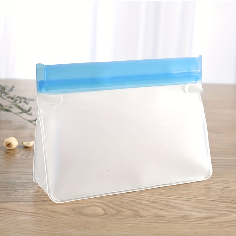 Reusable Silicone Food Storage Bags Leakproof Freezer Bag-White+Blue(5Pcs) - White+Blue