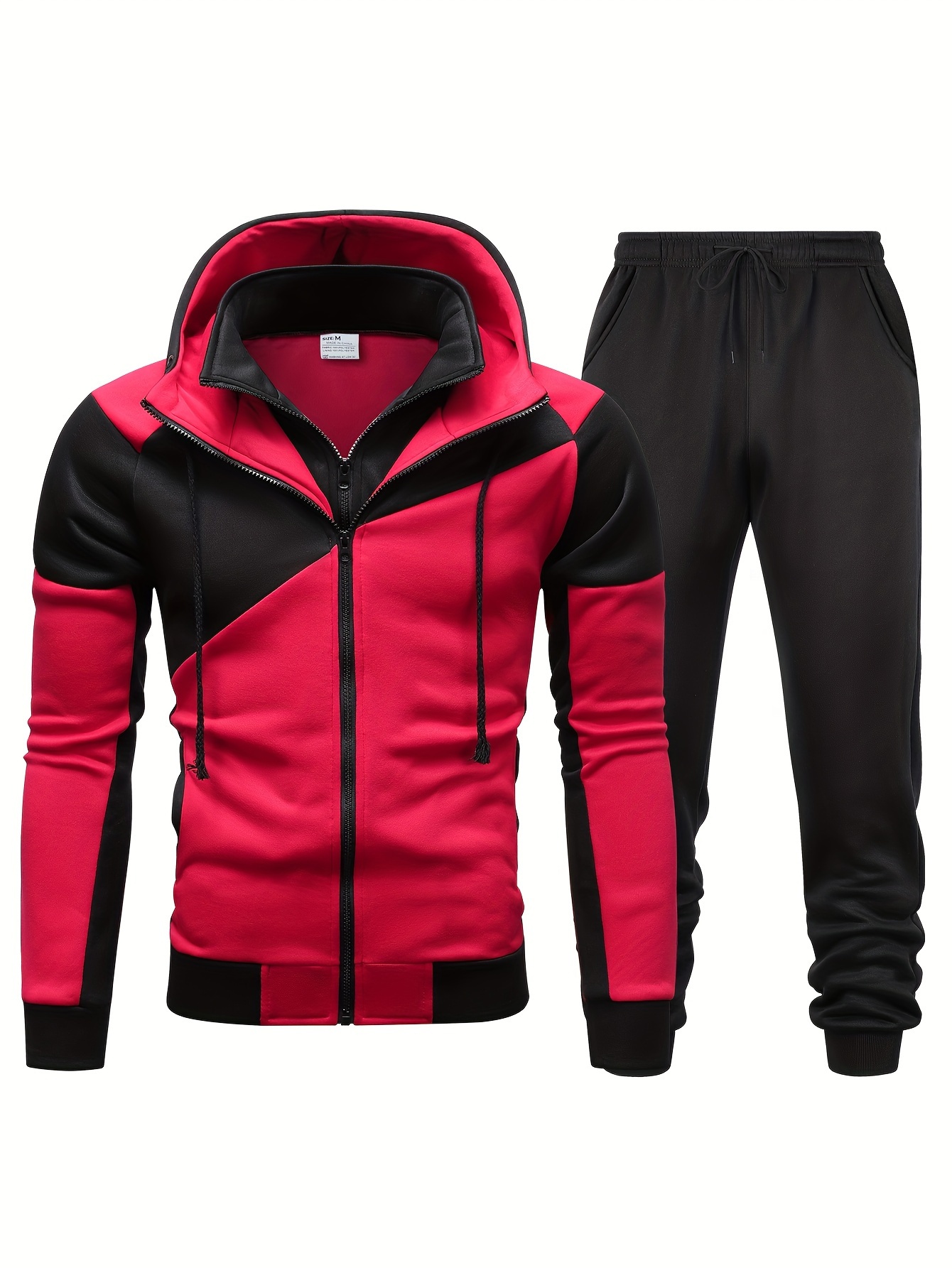 Classic Men's Color Block Athletic Tracksuit Set Casual Full - Temu